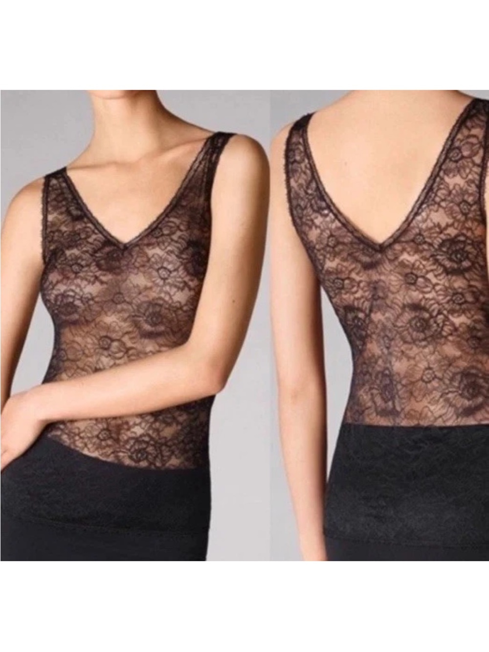 NWT Wolford Floral Black Lace Sleeveless Camisole Top - M